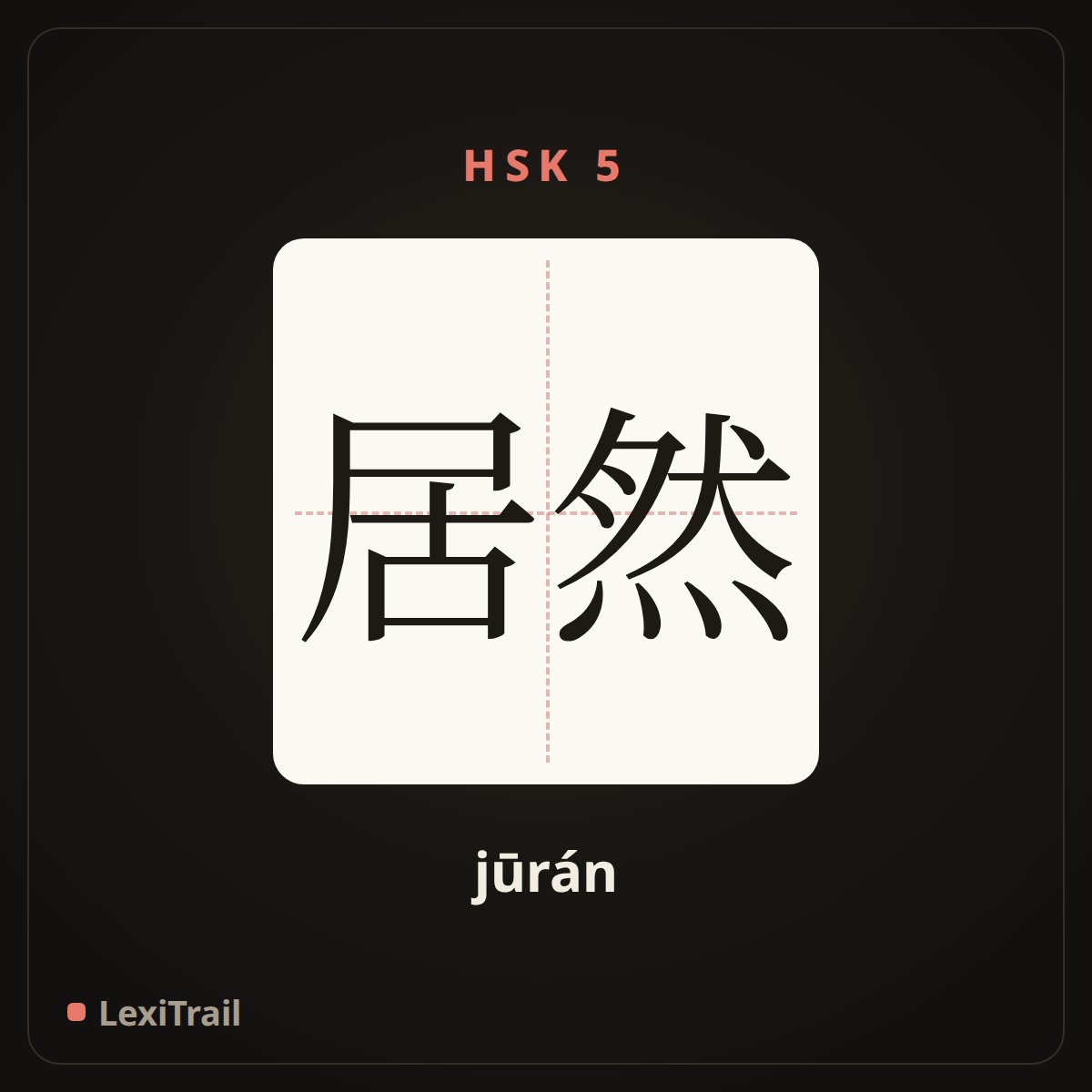 居然 — the Chinese character for actually (jūrán), stroke diagram
