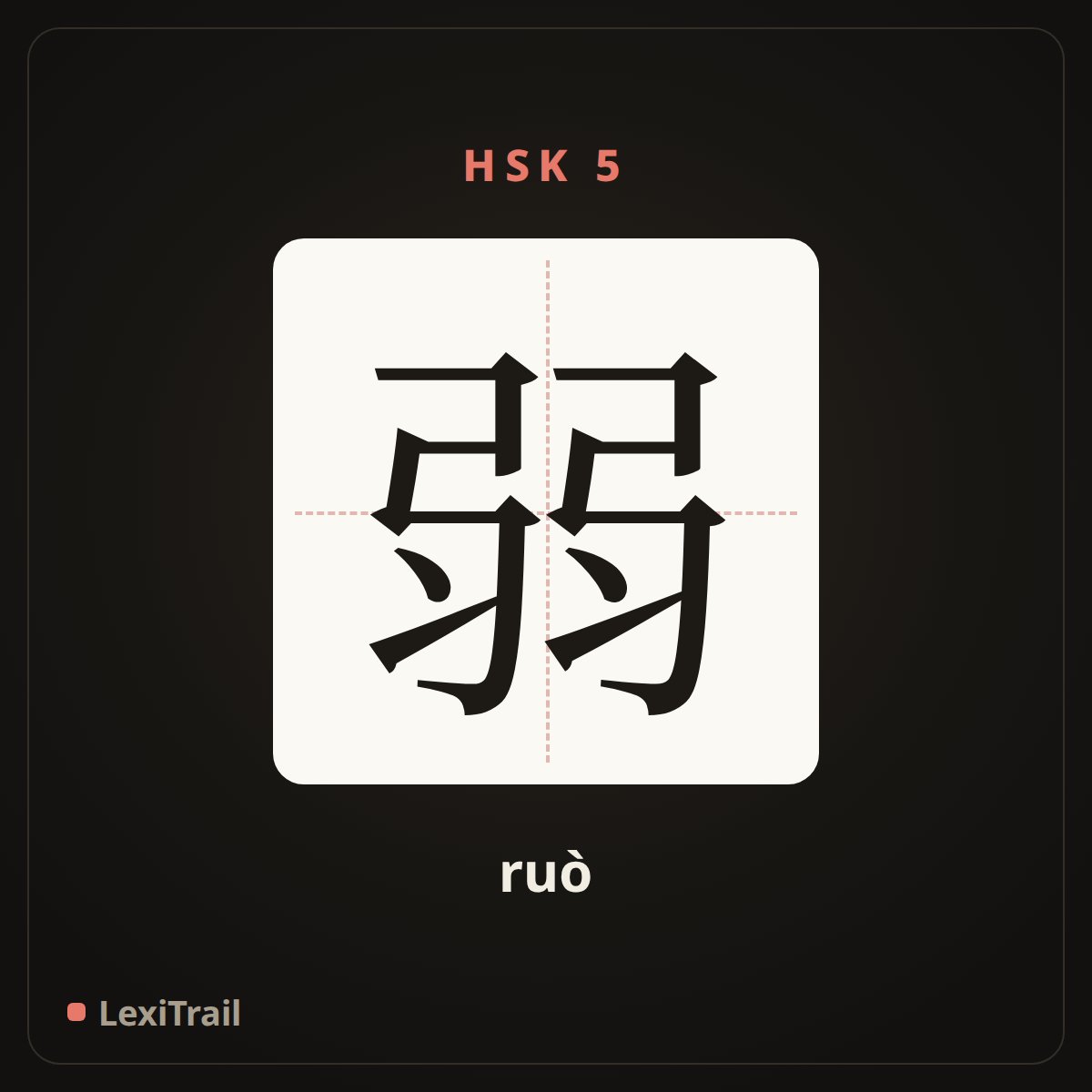 弱 — the Chinese character for weak (ruò), stroke diagram