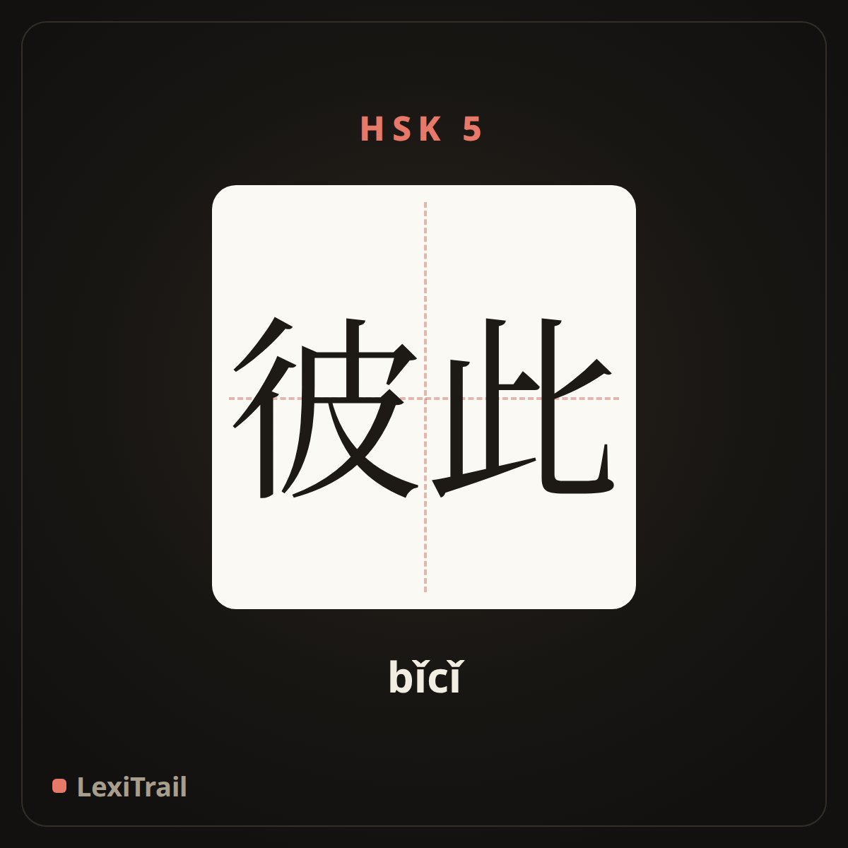 彼此 — the Chinese character for each other (bǐcǐ), stroke diagram