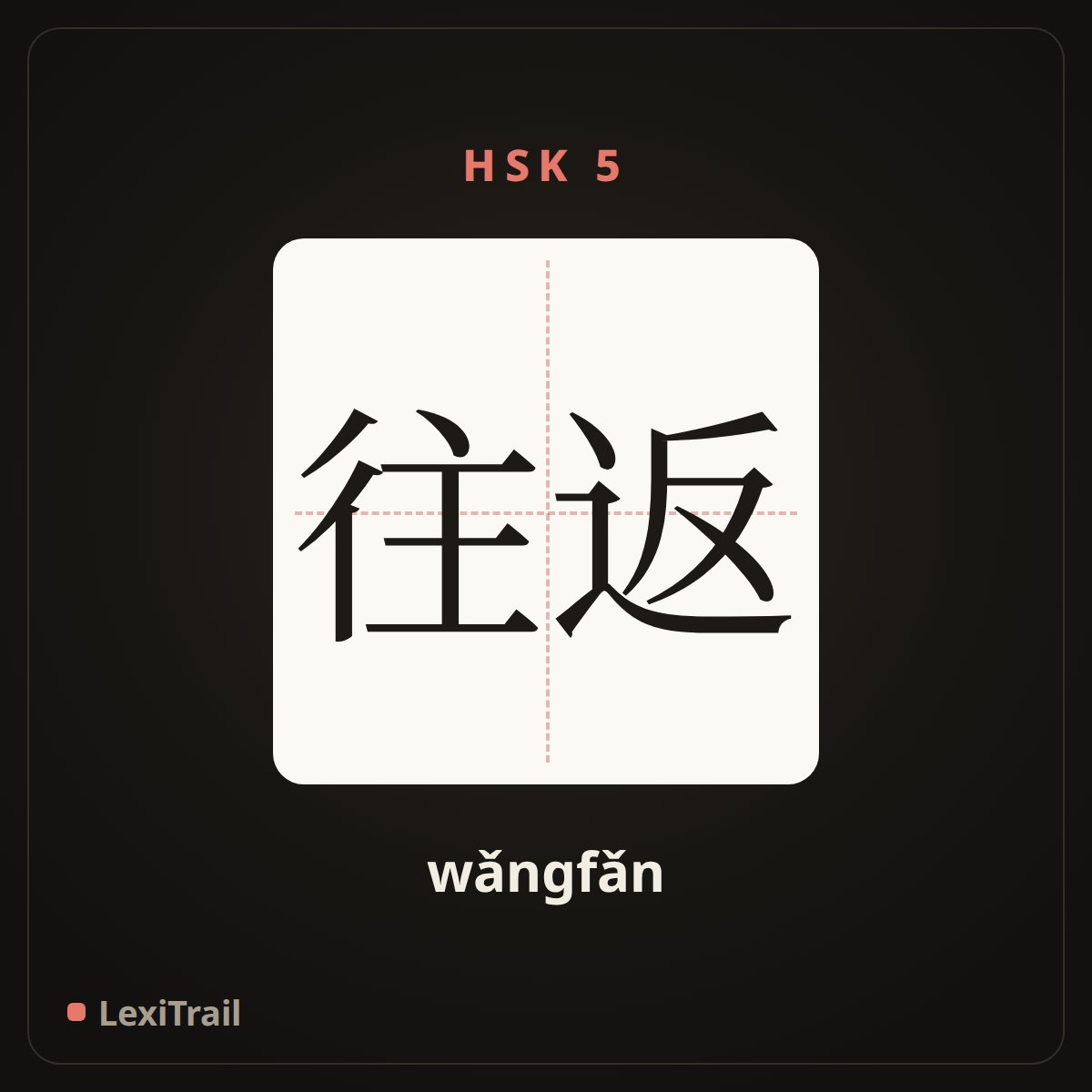 往返 — the Chinese character for Return (wǎngfǎn), stroke diagram