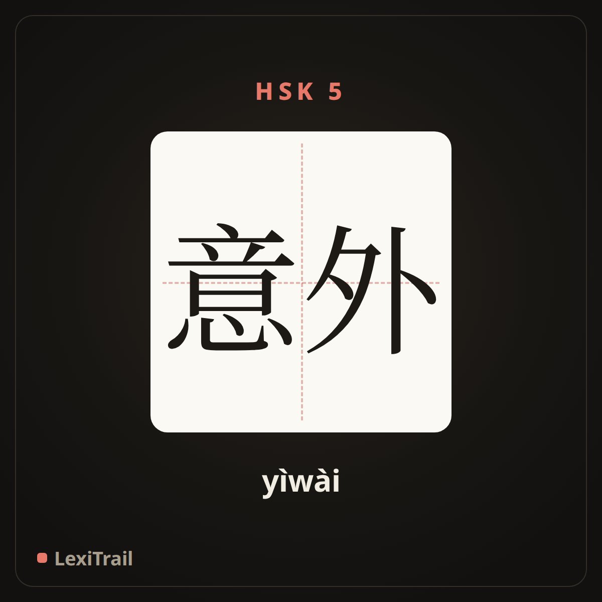 意外 — the Chinese character for Accident (yìwài), stroke diagram