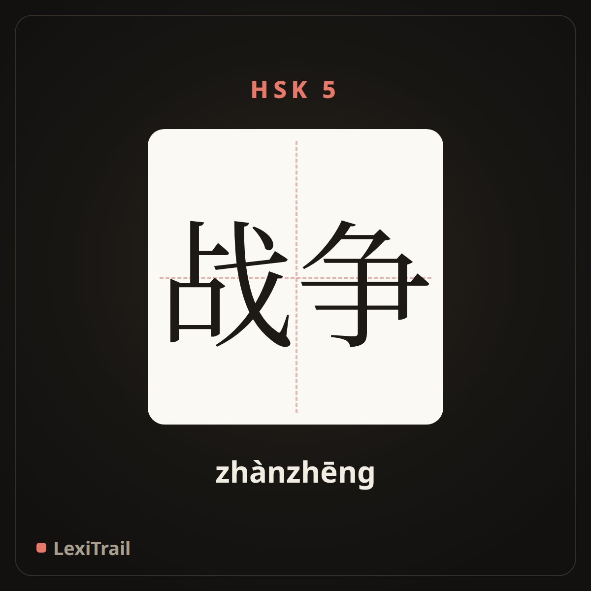战争 — the Chinese character for War (zhànzhēng), stroke diagram