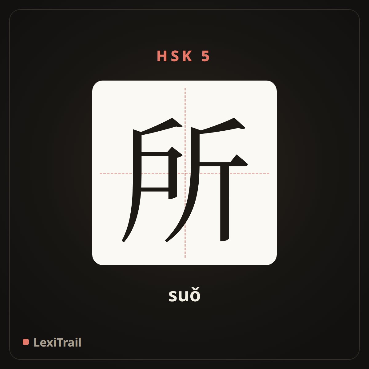 所 — the Chinese character for place (suǒ), stroke diagram