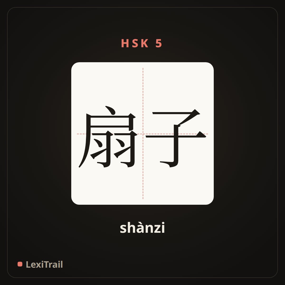 扇子 — the Chinese character for Fan (shànzi), stroke diagram