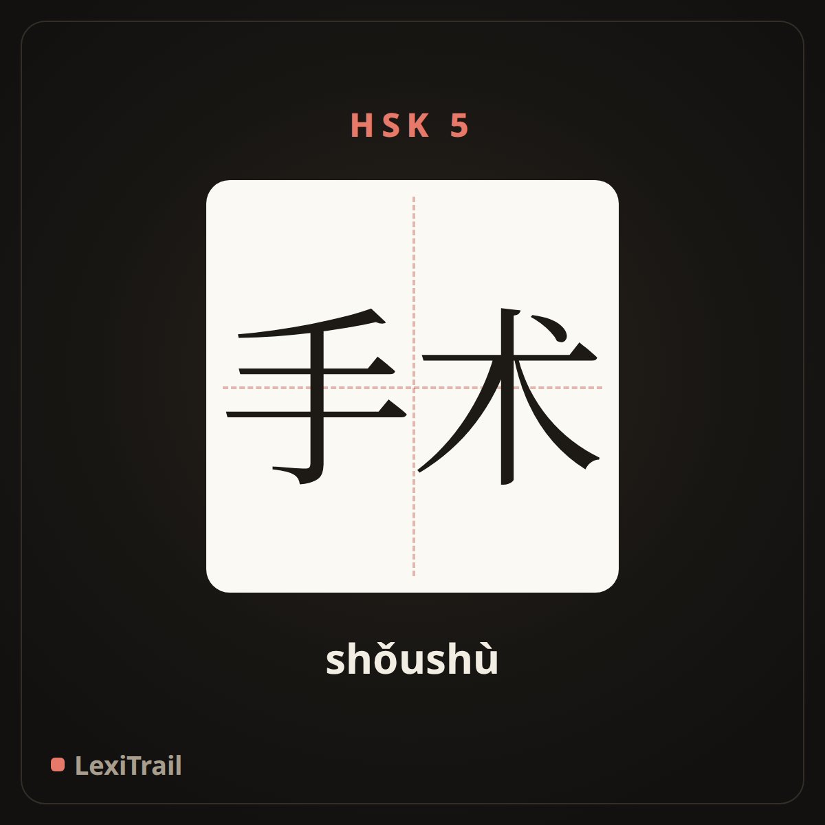 手术 — the Chinese character for Operation (shǒushù), stroke diagram