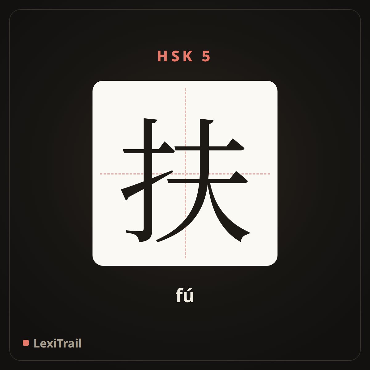 扶 — the Chinese character for hold up (fú), stroke diagram
