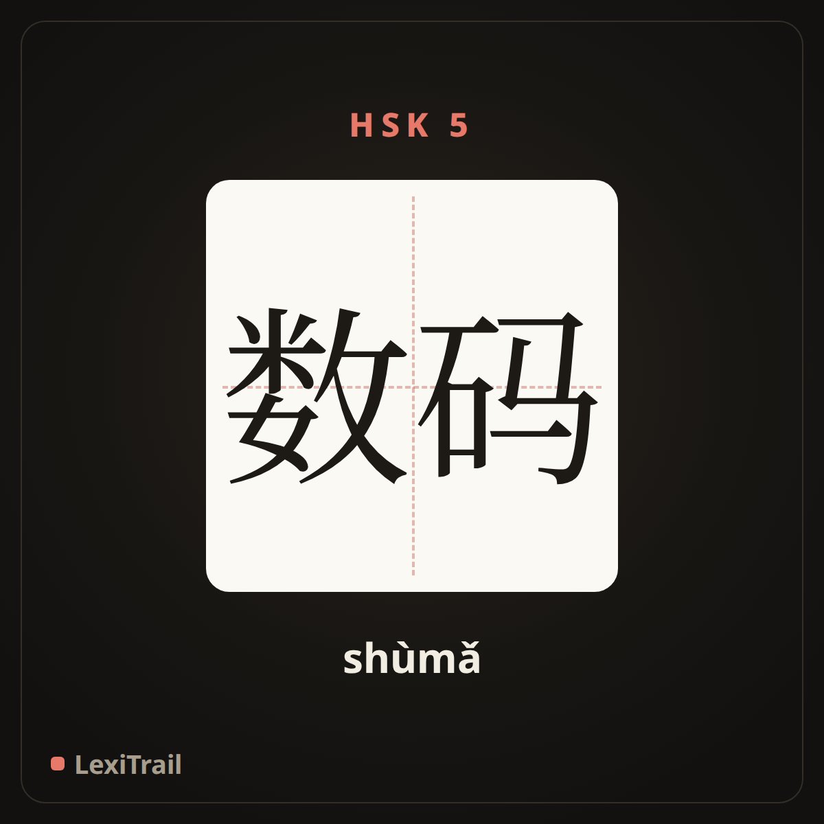 数码 — the Chinese character for Digital (shùmǎ), stroke diagram