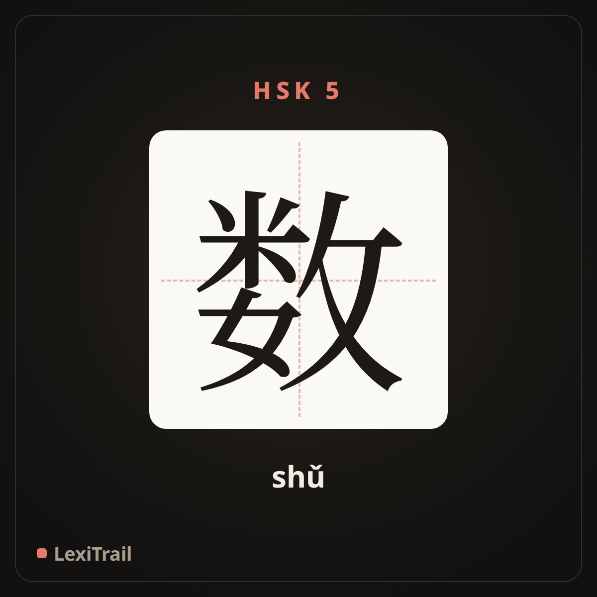 数 — the Chinese character for to count (shǔ), stroke diagram
