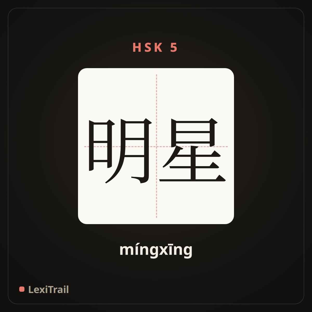明星 — the Chinese character for Star (míngxīng), stroke diagram