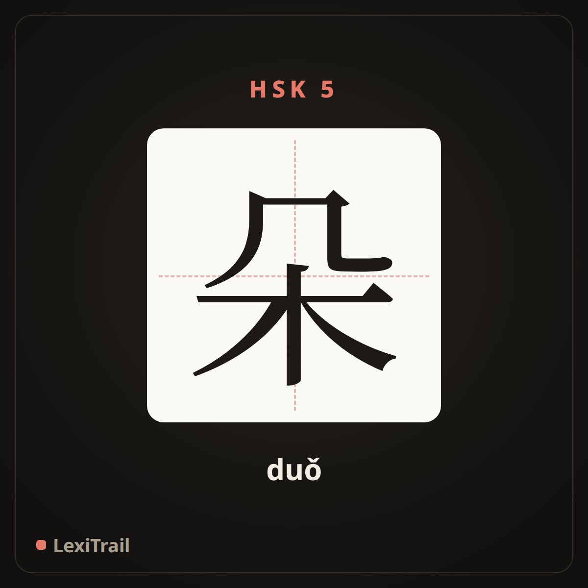朵 — the Chinese character for classifier of flower (duǒ), stroke diagram