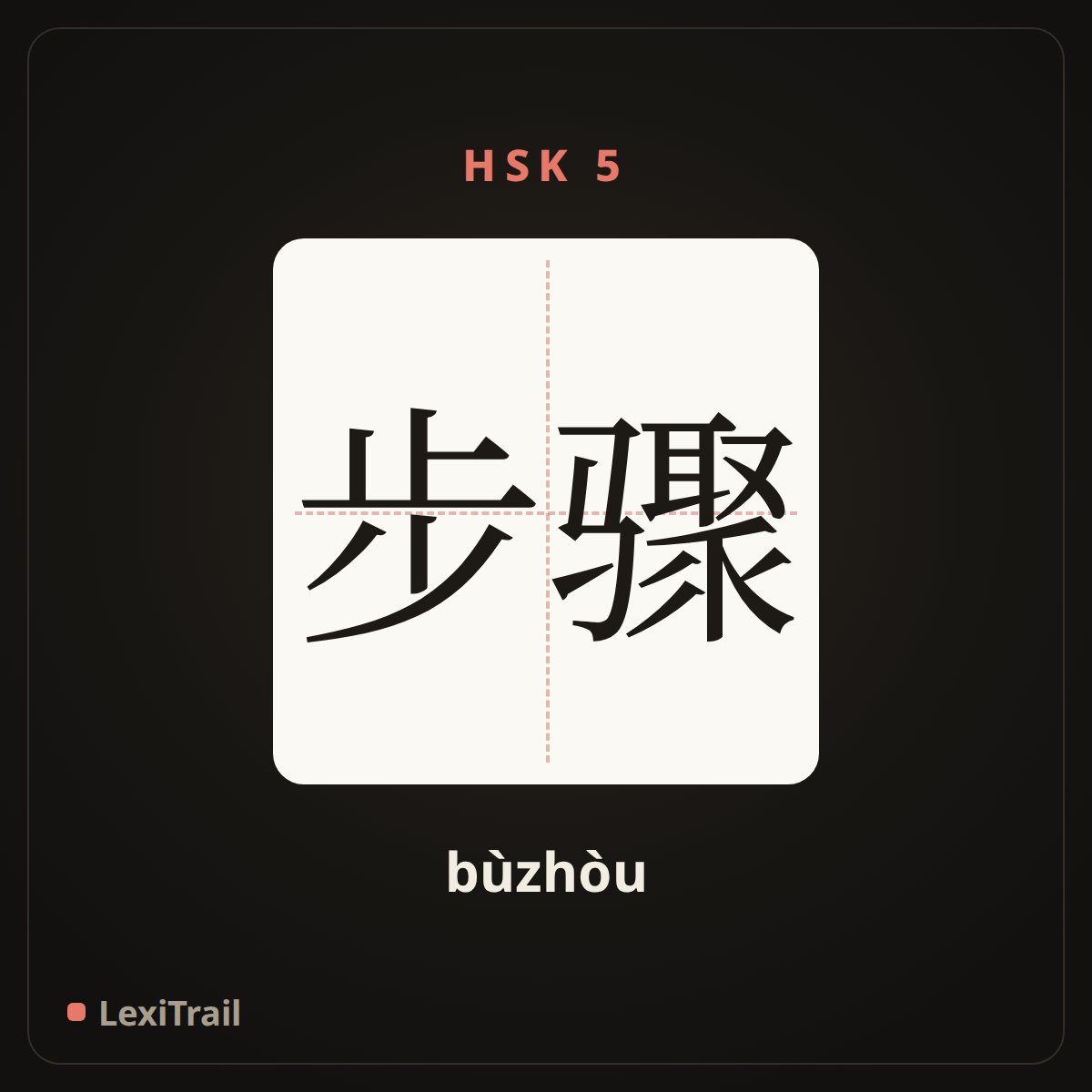 步骤 — the Chinese character for step (bùzhòu), stroke diagram