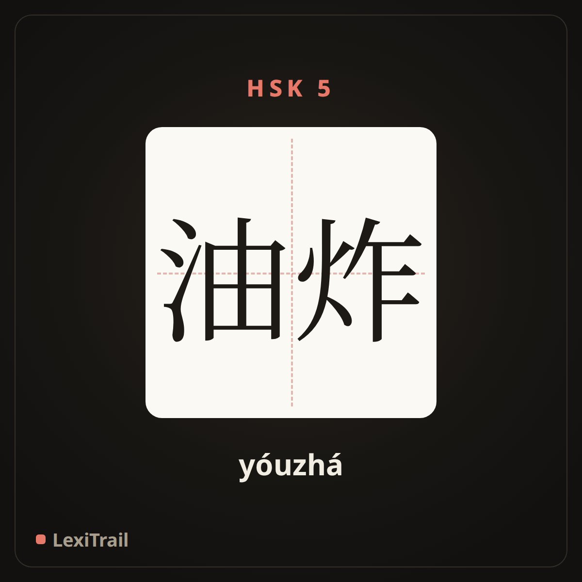 油炸 — the Chinese character for Fried (yóuzhá), stroke diagram