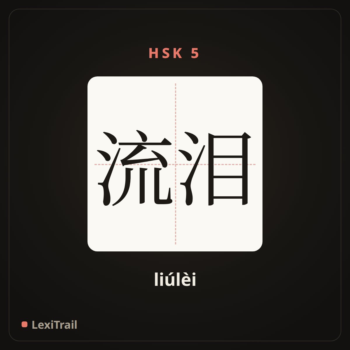 流泪 — the Chinese character for Shed tears (liúlèi), stroke diagram