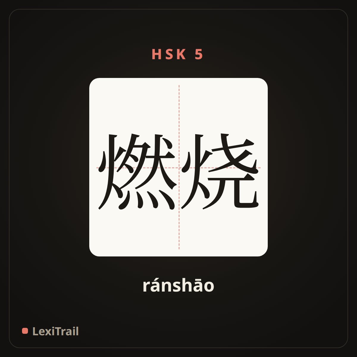 燃烧 — the Chinese character for burning (ránshāo), stroke diagram