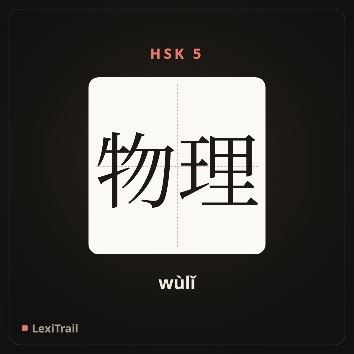 物理 — the Chinese character for Physics (wùlǐ), stroke diagram
