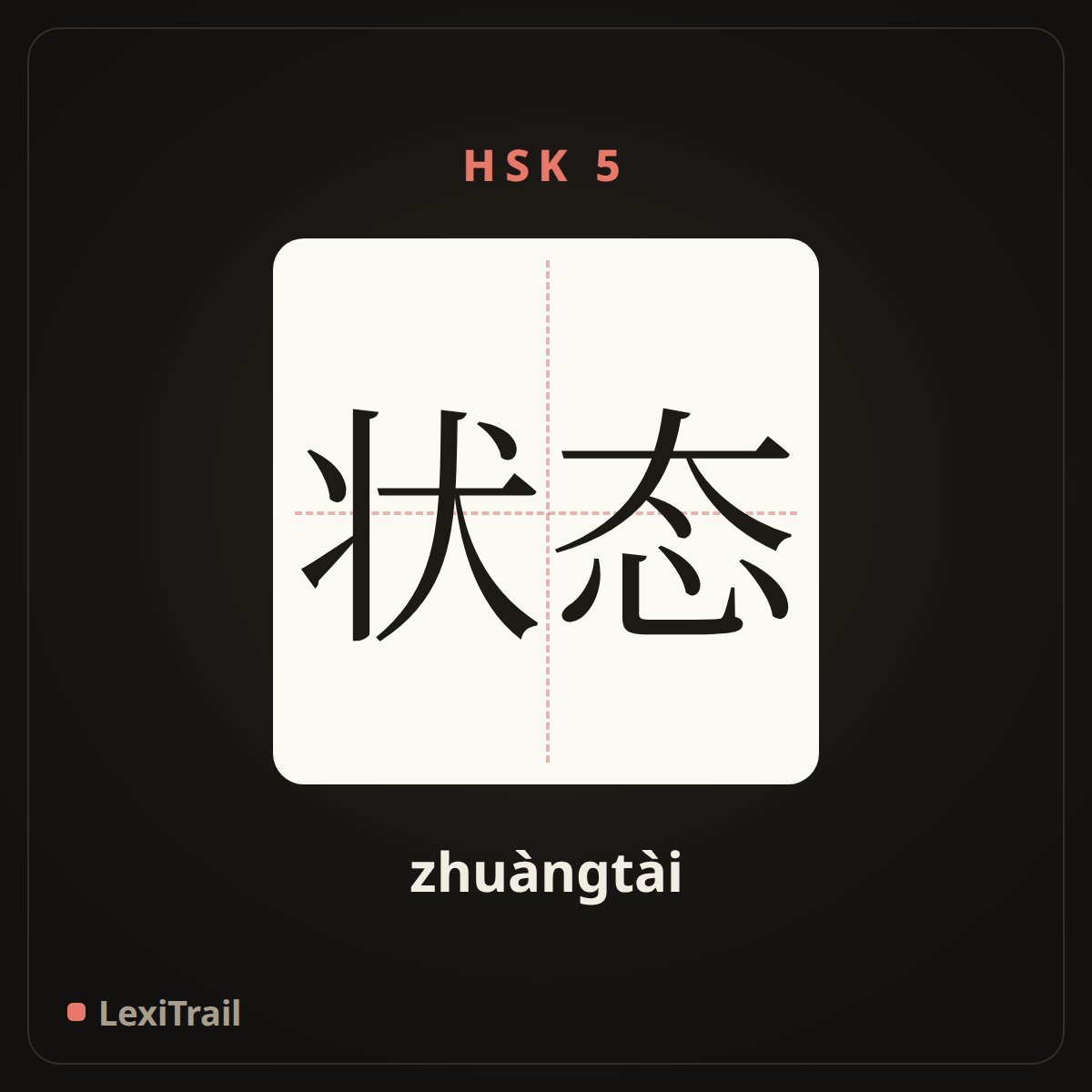 状态 — the Chinese character for state (zhuàngtài), stroke diagram