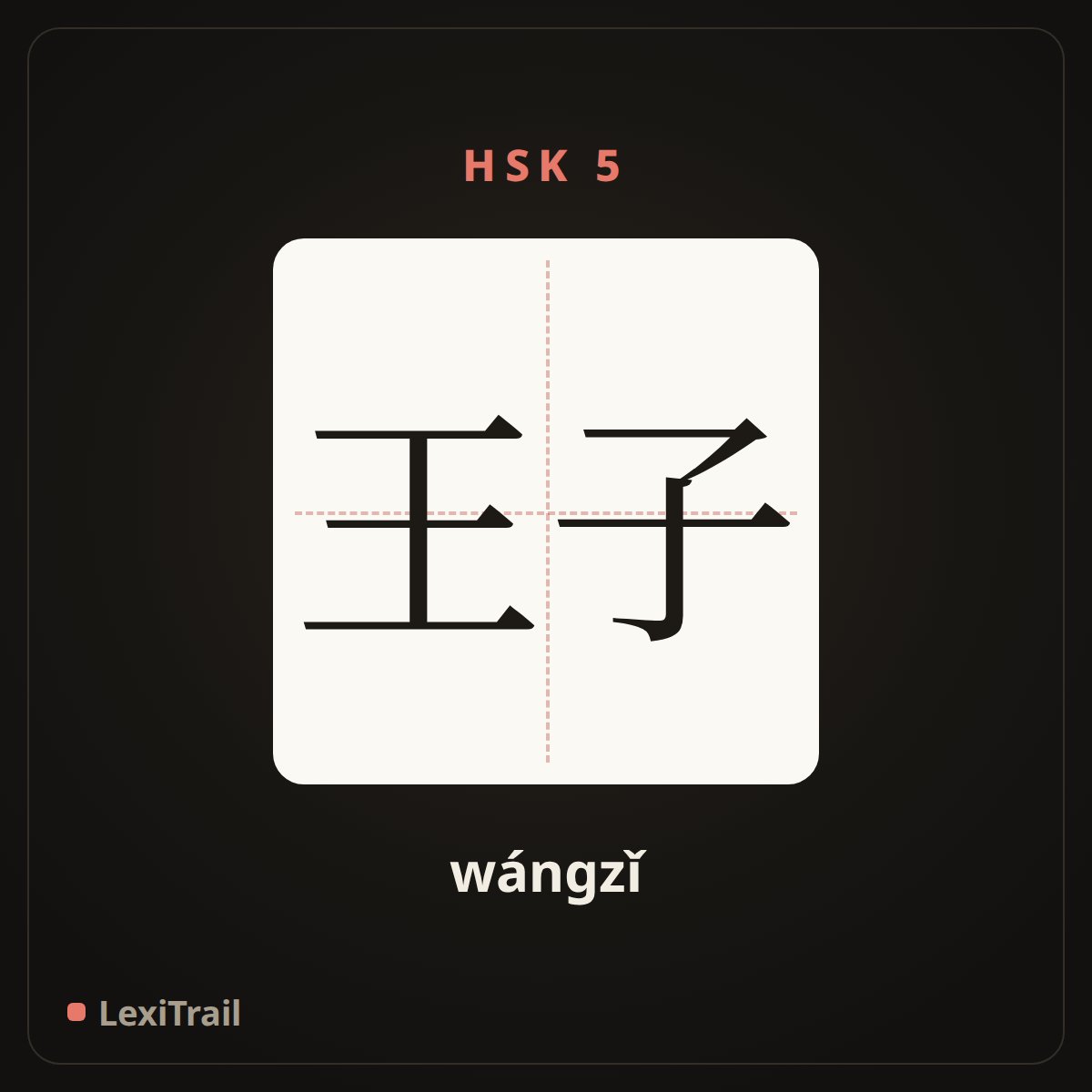 王子 — the Chinese character for prince (wángzǐ), stroke diagram