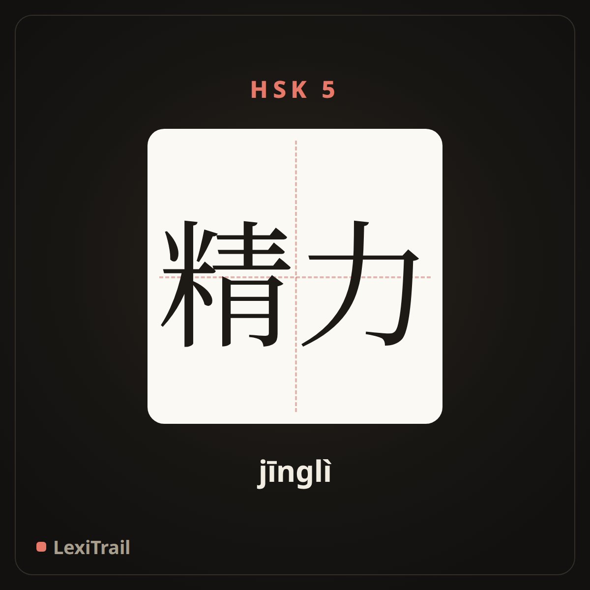 精力 — the Chinese character for energy (jīnglì), stroke diagram