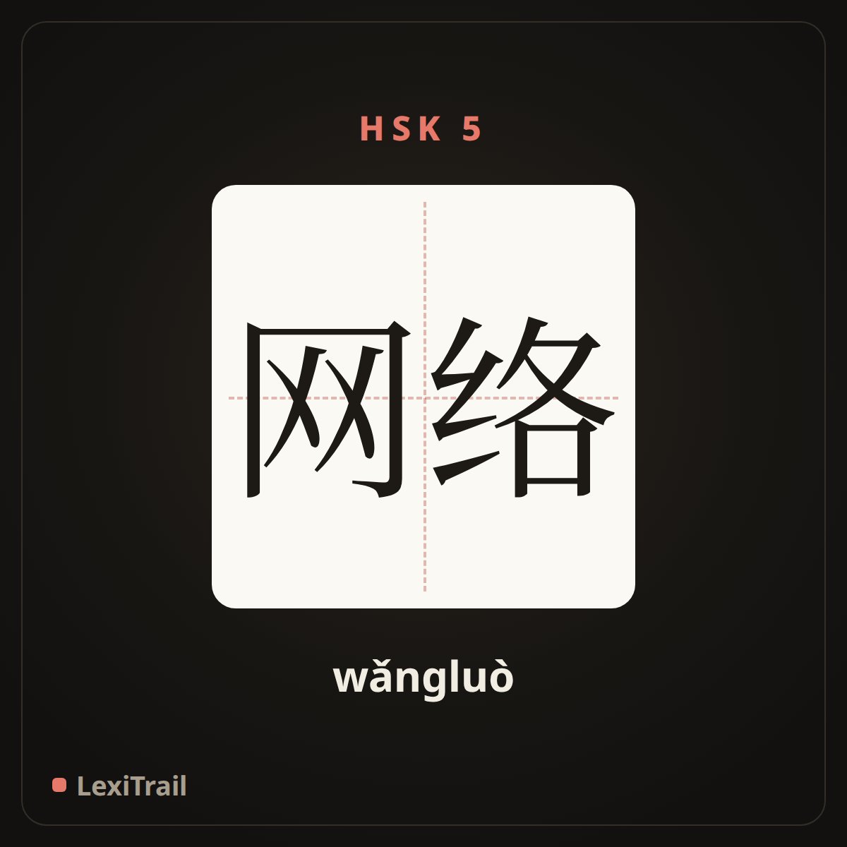 网络 — the Chinese character for network (wǎngluò), stroke diagram