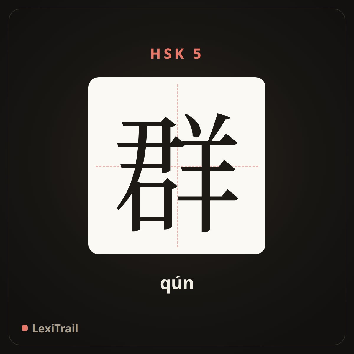 群 — the Chinese character for group (qún), stroke diagram
