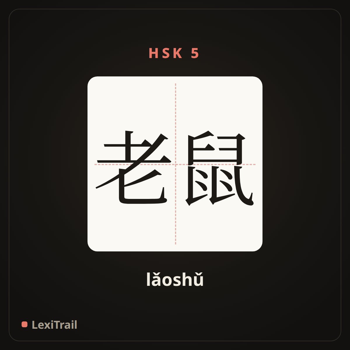 老鼠 — the Chinese character for Mouse (lǎoshǔ), stroke diagram