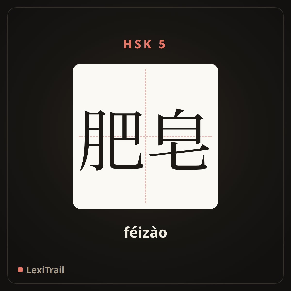 肥皂 — the Chinese character for soap (féizào), stroke diagram