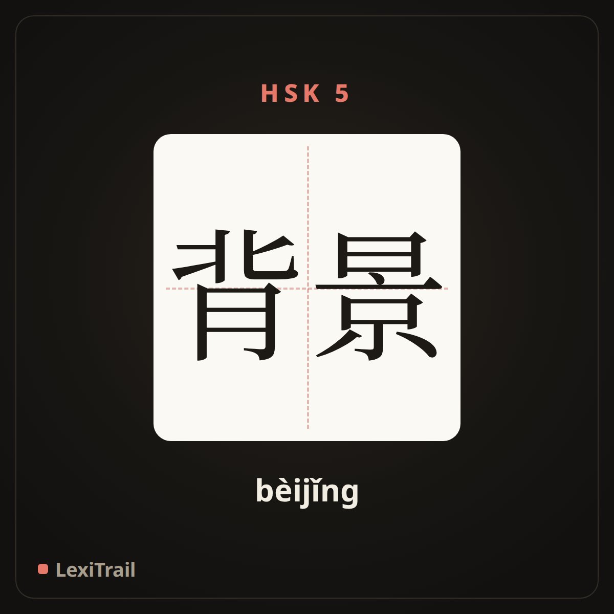 背景 — the Chinese character for background (bèijǐng), stroke diagram