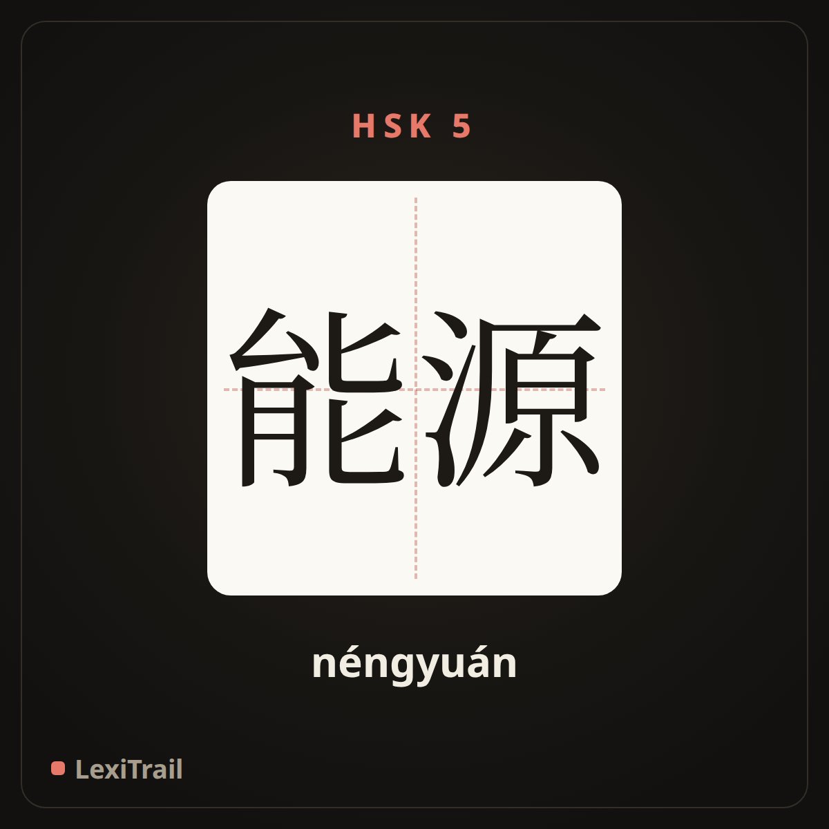 能源 — the Chinese character for energy (néngyuán), stroke diagram