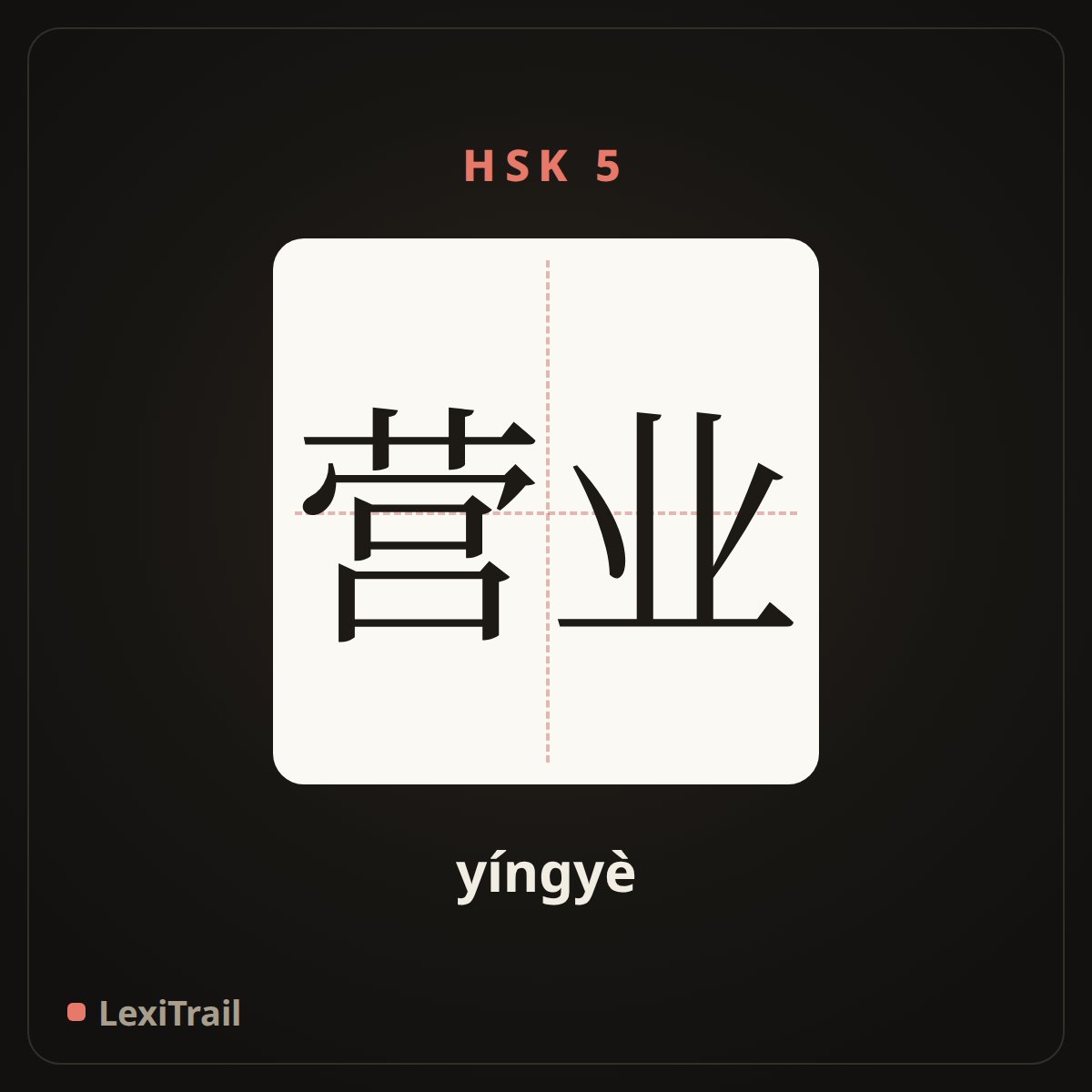 营业 — the Chinese character for Do business (yíngyè), stroke diagram