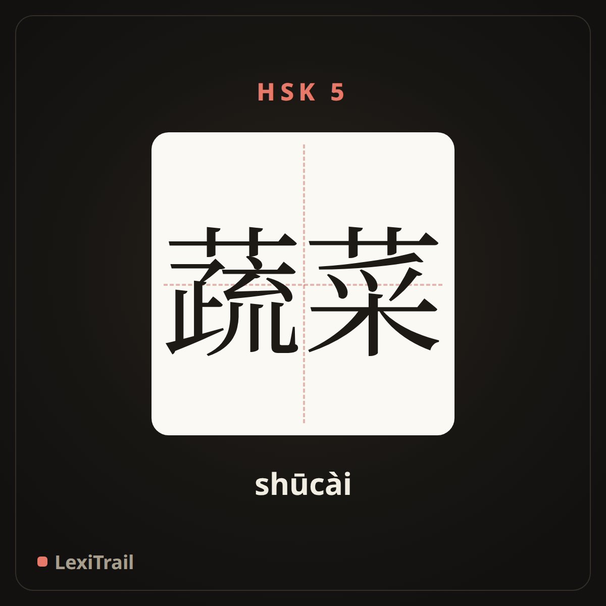 蔬菜 — the Chinese character for Vegetables (shūcài), stroke diagram