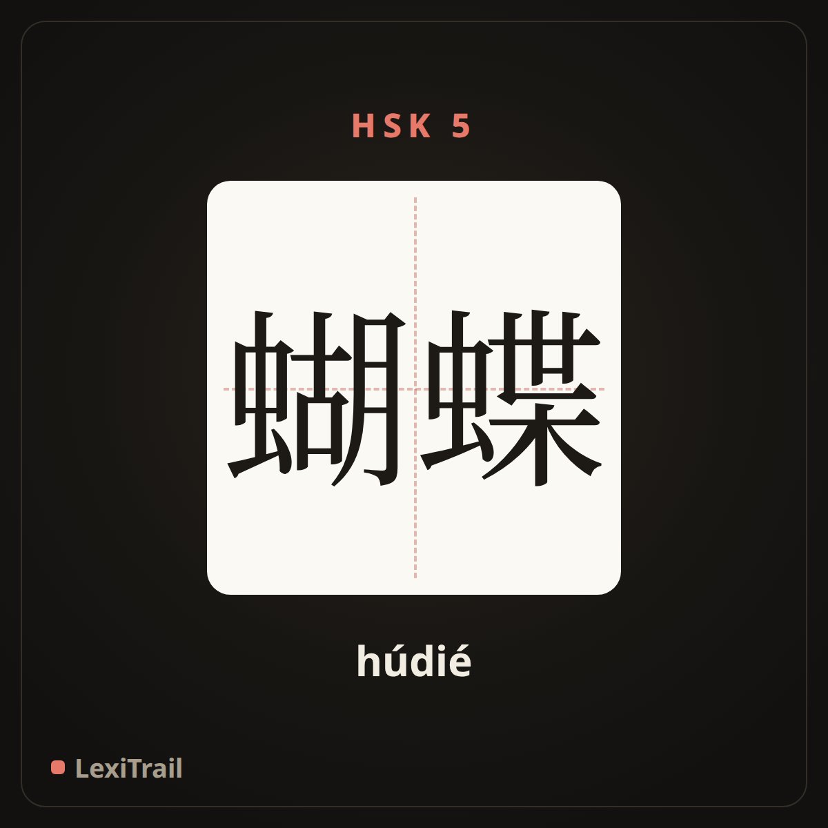 蝴蝶 — the Chinese character for Butterfly (húdié), stroke diagram