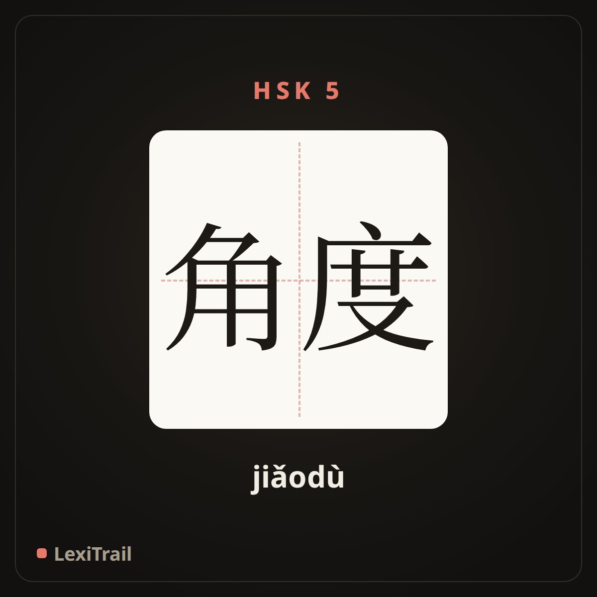 角度 — the Chinese character for angle (jiǎodù), stroke diagram