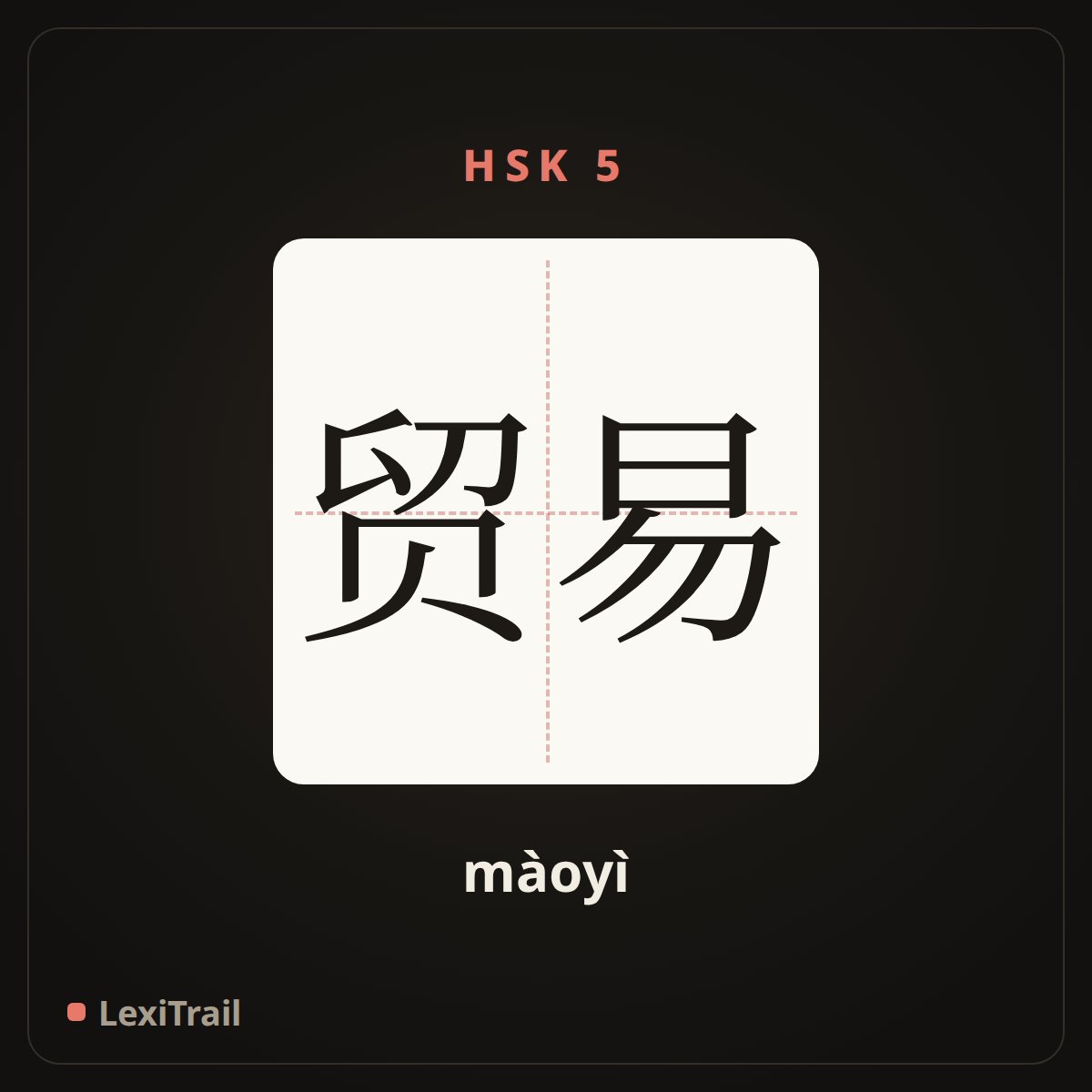贸易 — the Chinese character for Trade (màoyì), stroke diagram