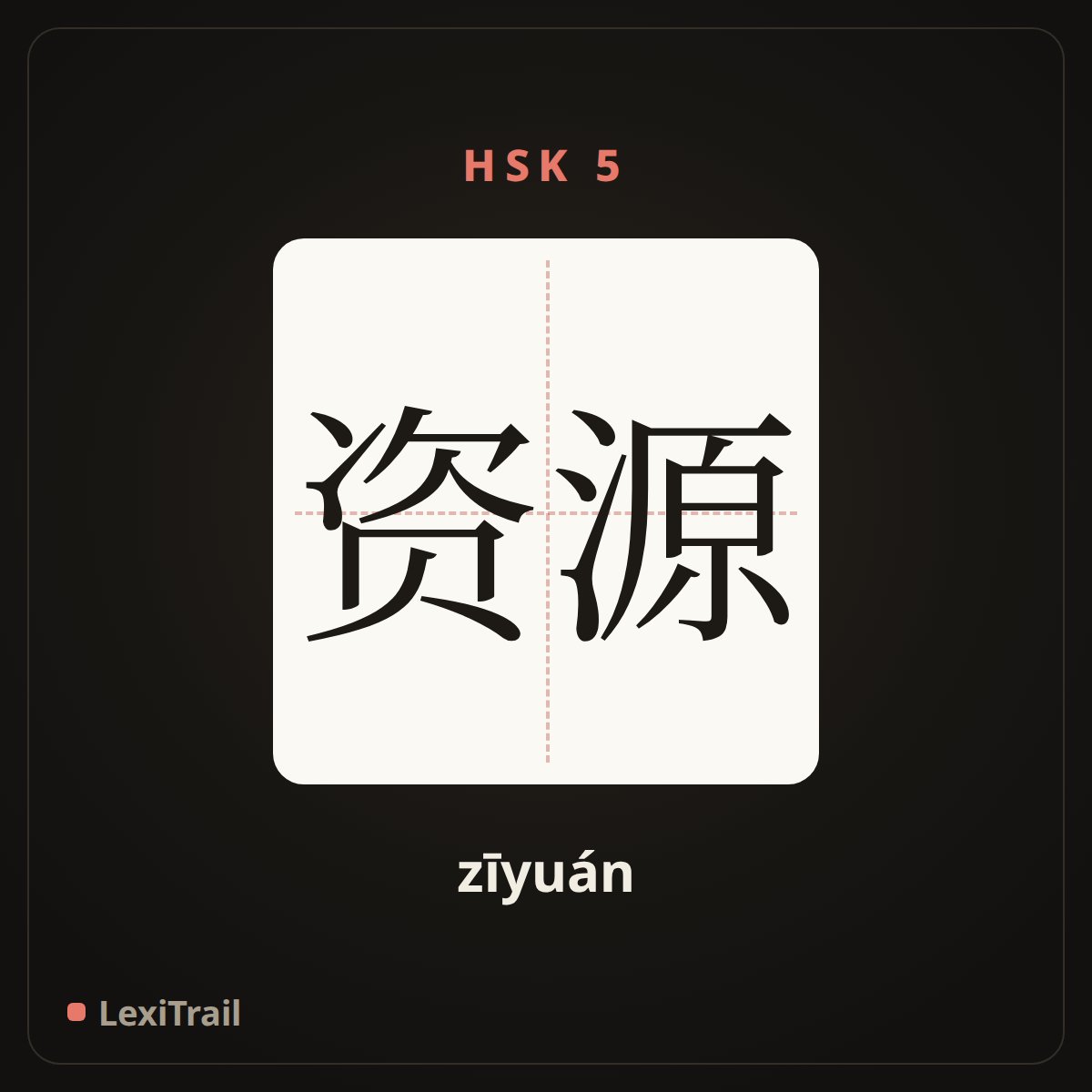 资源 — the Chinese character for Resources (zīyuán), stroke diagram