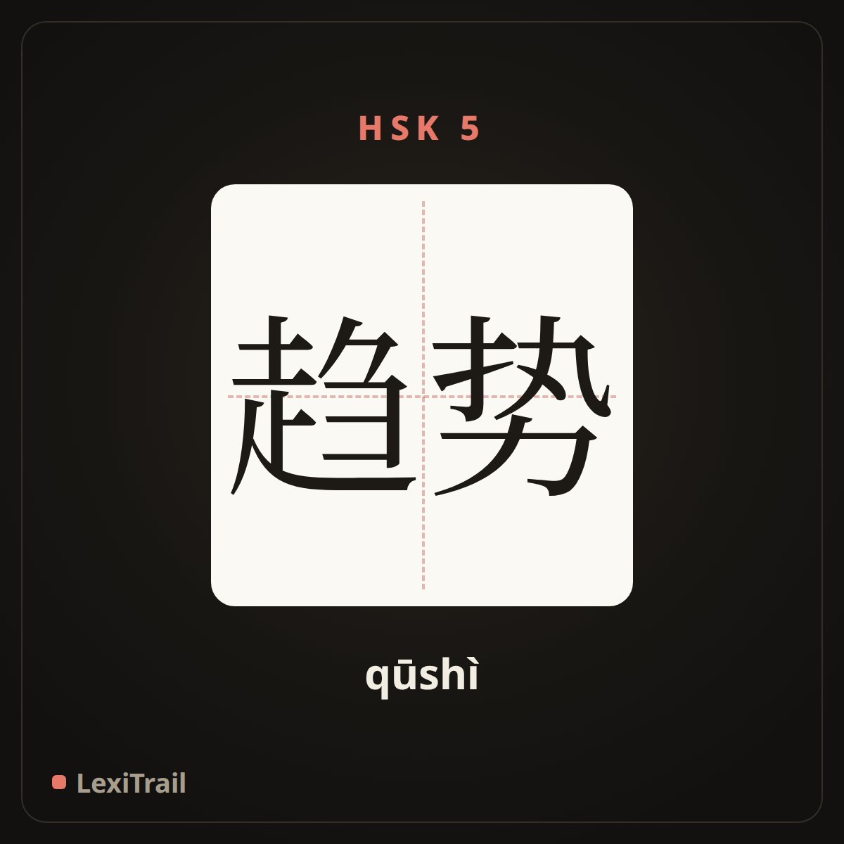 趋势 — the Chinese character for trend (qūshì), stroke diagram