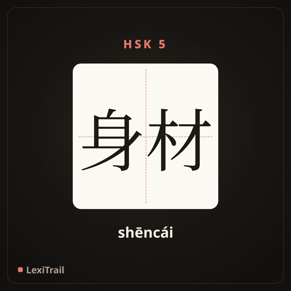身材 — the Chinese character for figure (shēncái), stroke diagram