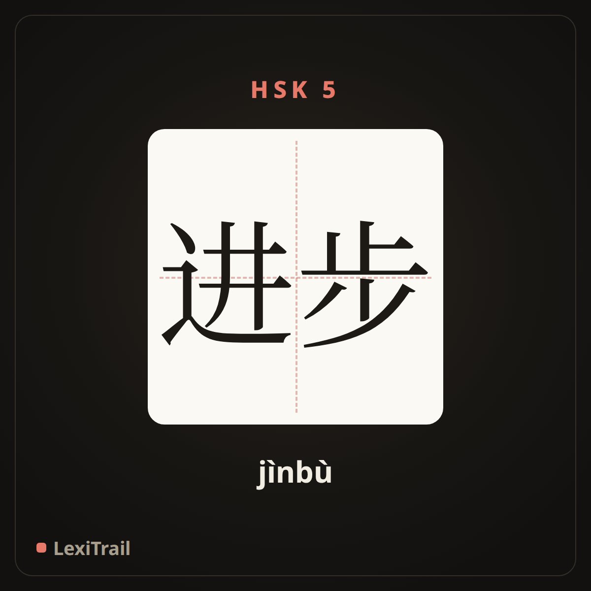 进步 — the Chinese character for progress (jìnbù), stroke diagram