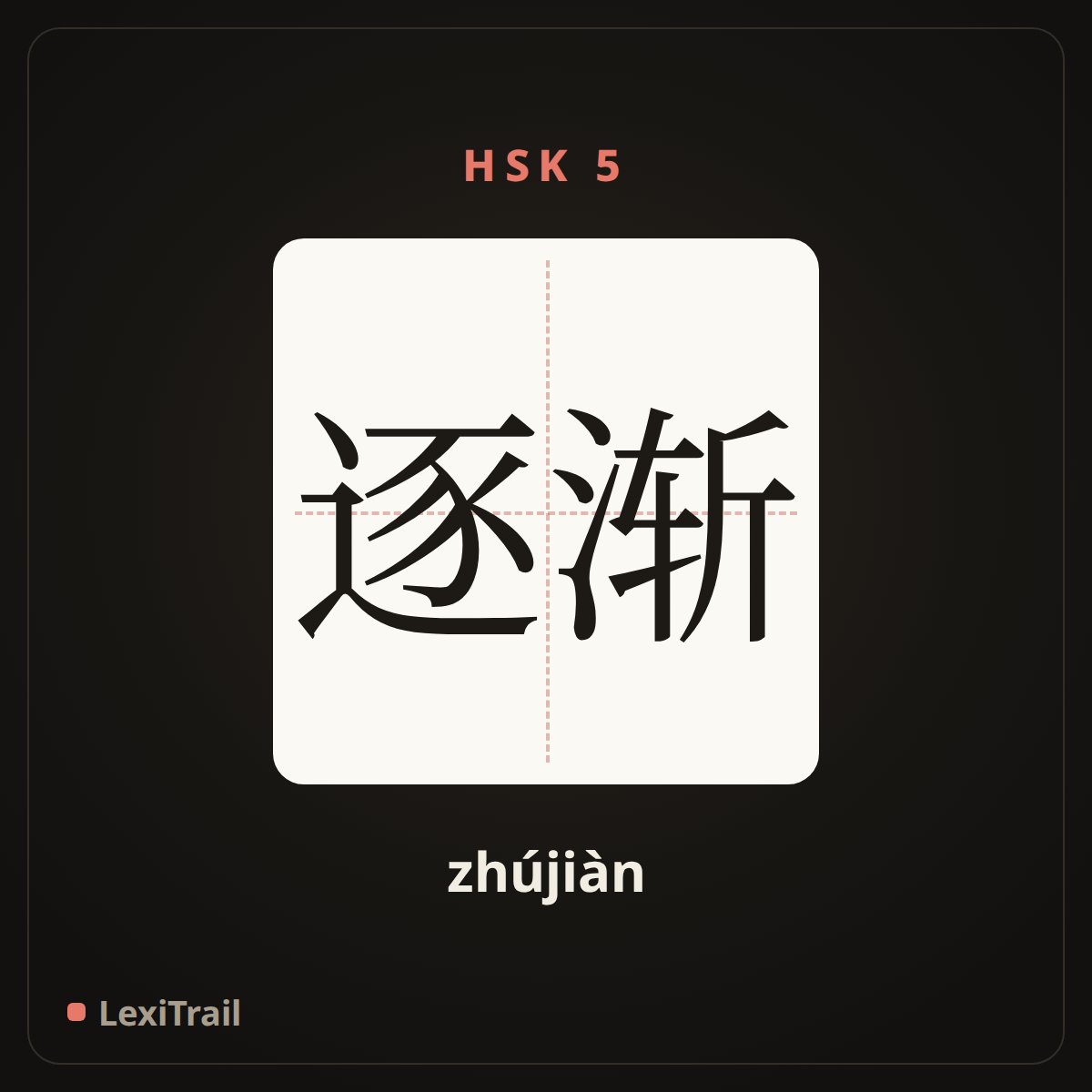 逐渐 — the Chinese character for gradually (zhújiàn), stroke diagram