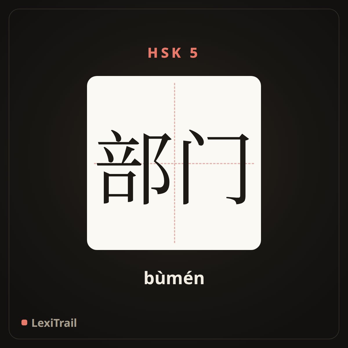 部门 — the Chinese character for department (bùmén), stroke diagram
