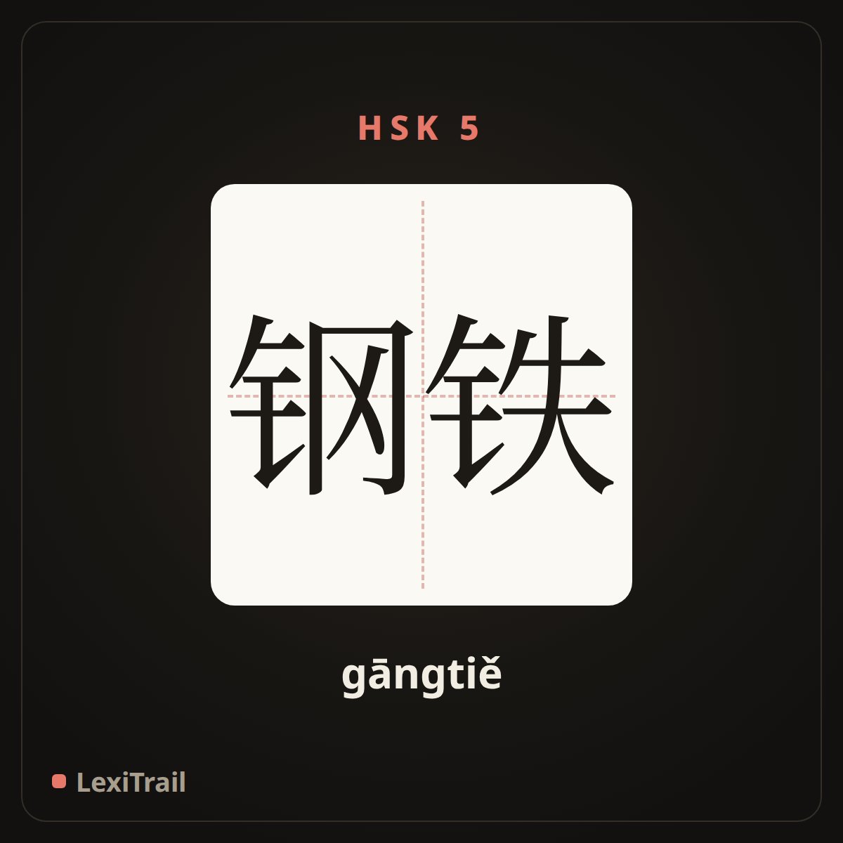 钢铁 — the Chinese character for steel (gāngtiě), stroke diagram
