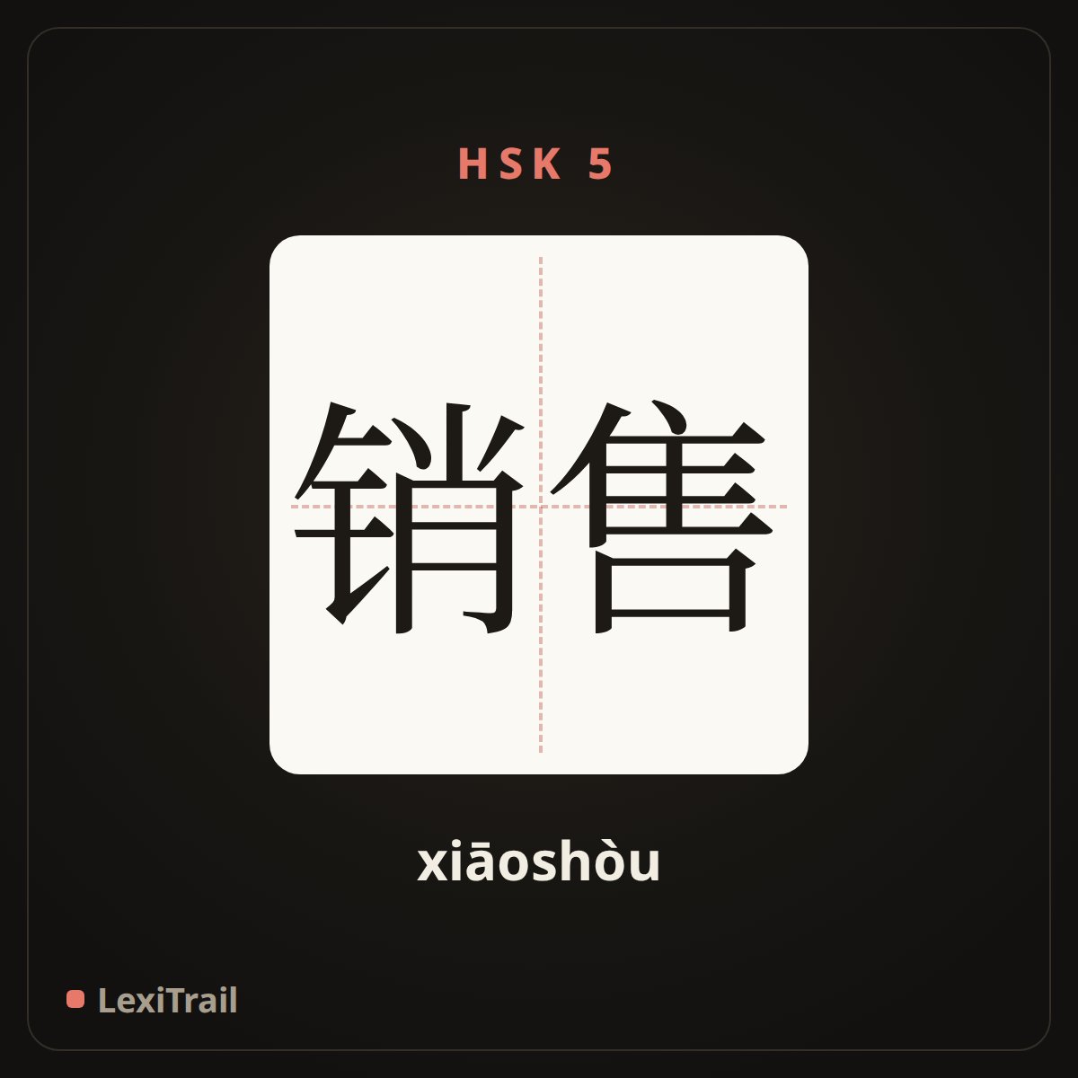 销售 — the Chinese character for Sale (xiāoshòu), stroke diagram