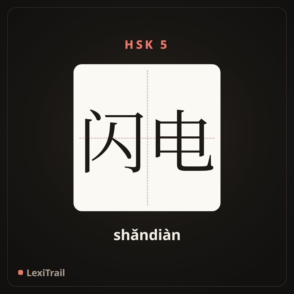 闪电 — the Chinese character for lightning (shǎndiàn), stroke diagram