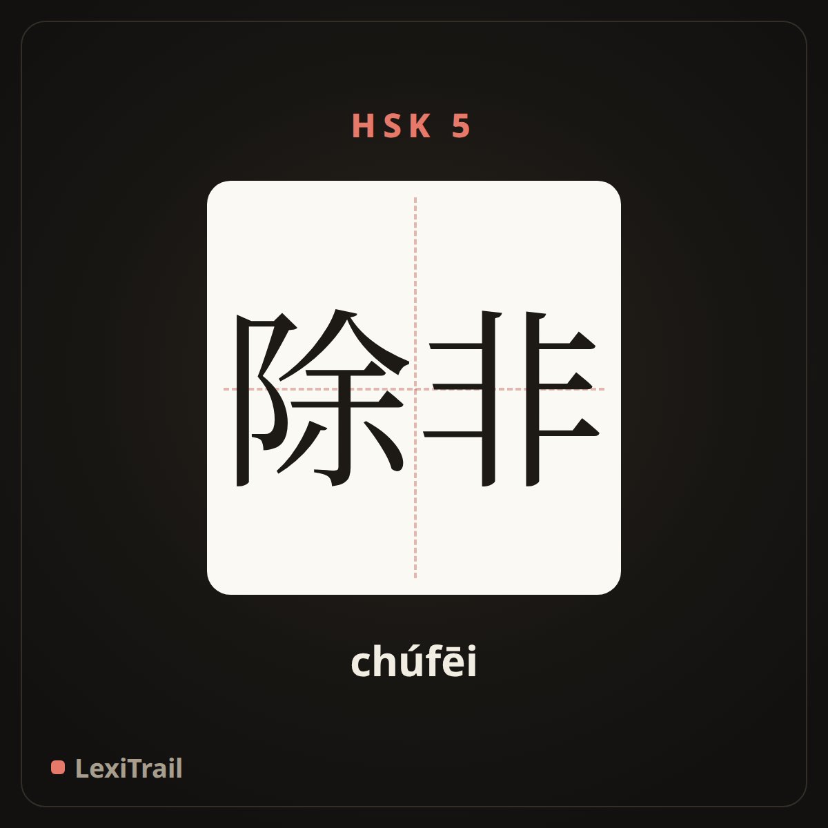除非 — the Chinese character for Unless (chúfēi), stroke diagram