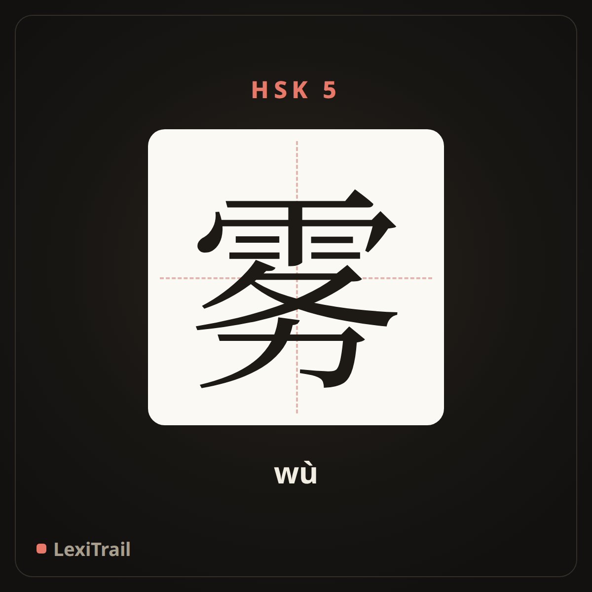 雾 — the Chinese character for Fog (wù), stroke diagram