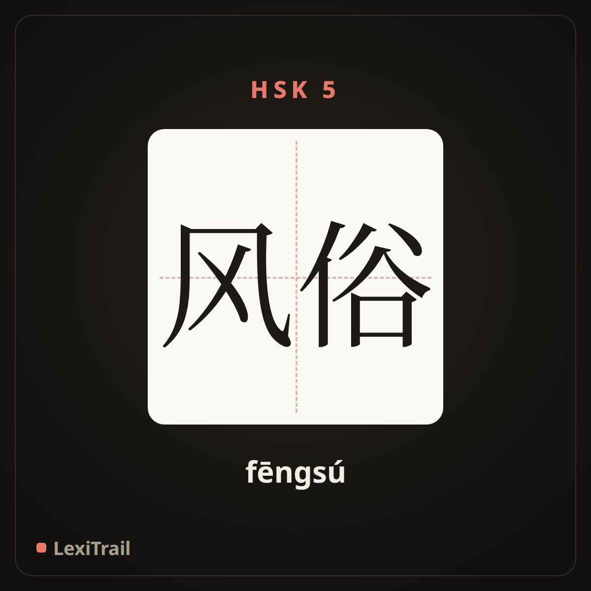 风俗 — the Chinese character for Customs (fēngsú), stroke diagram