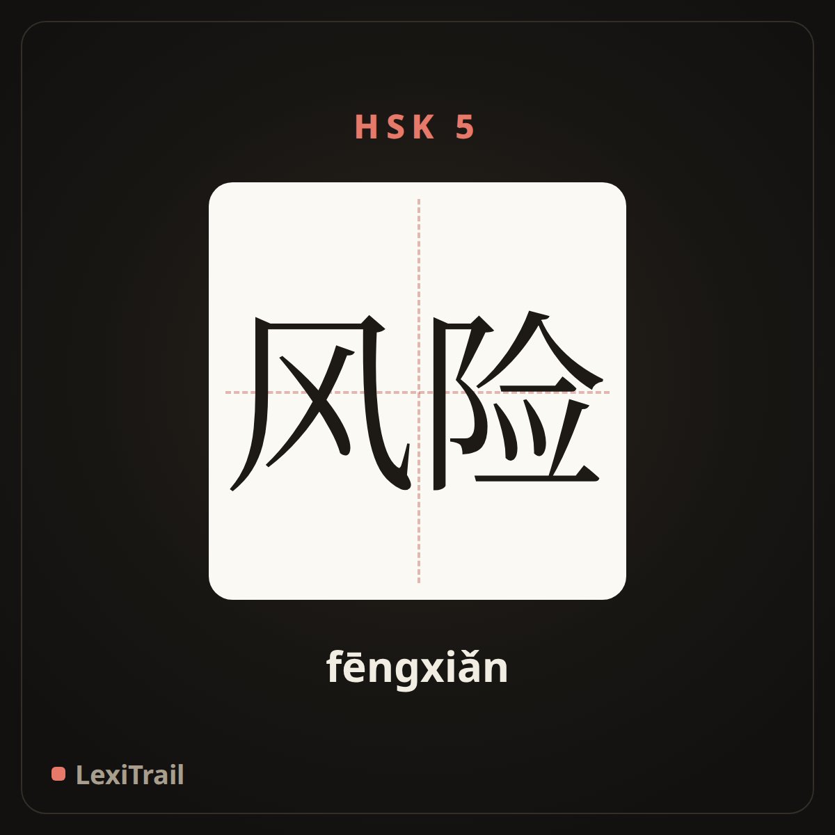 风险 — the Chinese character for risk (fēngxiǎn), stroke diagram