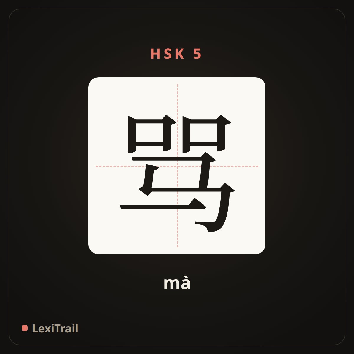 骂 — the Chinese character for scold (mà), stroke diagram