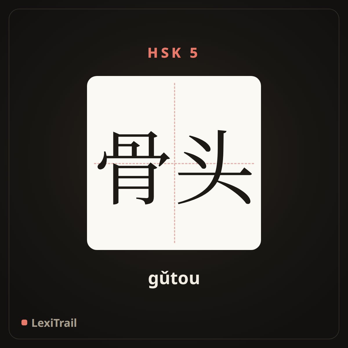 骨头 — the Chinese character for Bone (gǔtou), stroke diagram