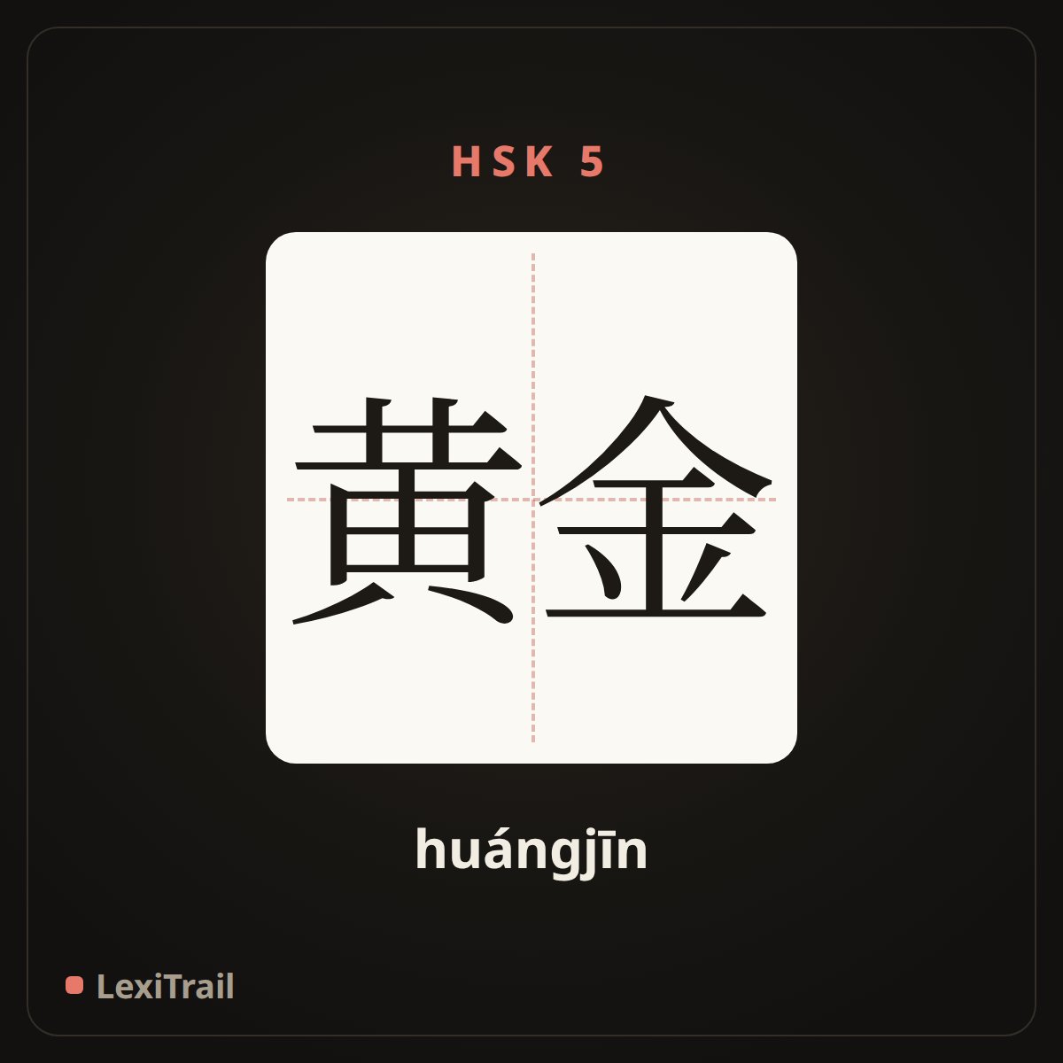 黄金 — the Chinese character for gold (huángjīn), stroke diagram