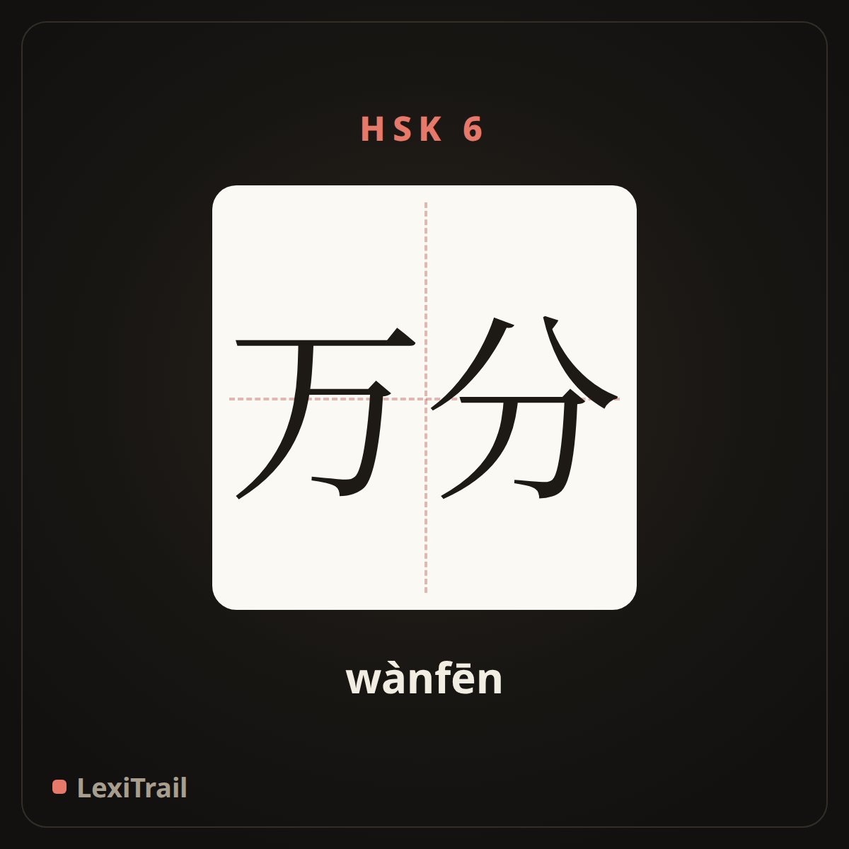 万分 — the Chinese character for Extremely (wànfēn), stroke diagram